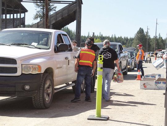 Hundreds at free food drive-thru