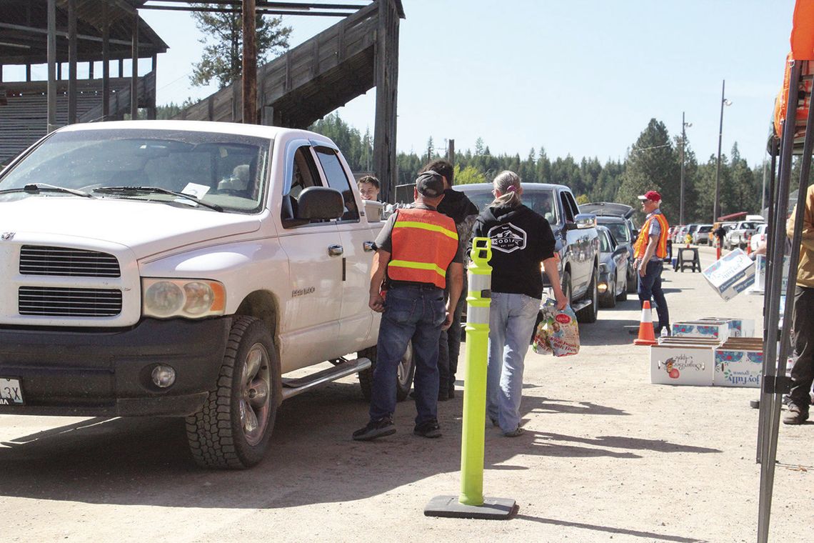 Hundreds at free food drive-thru