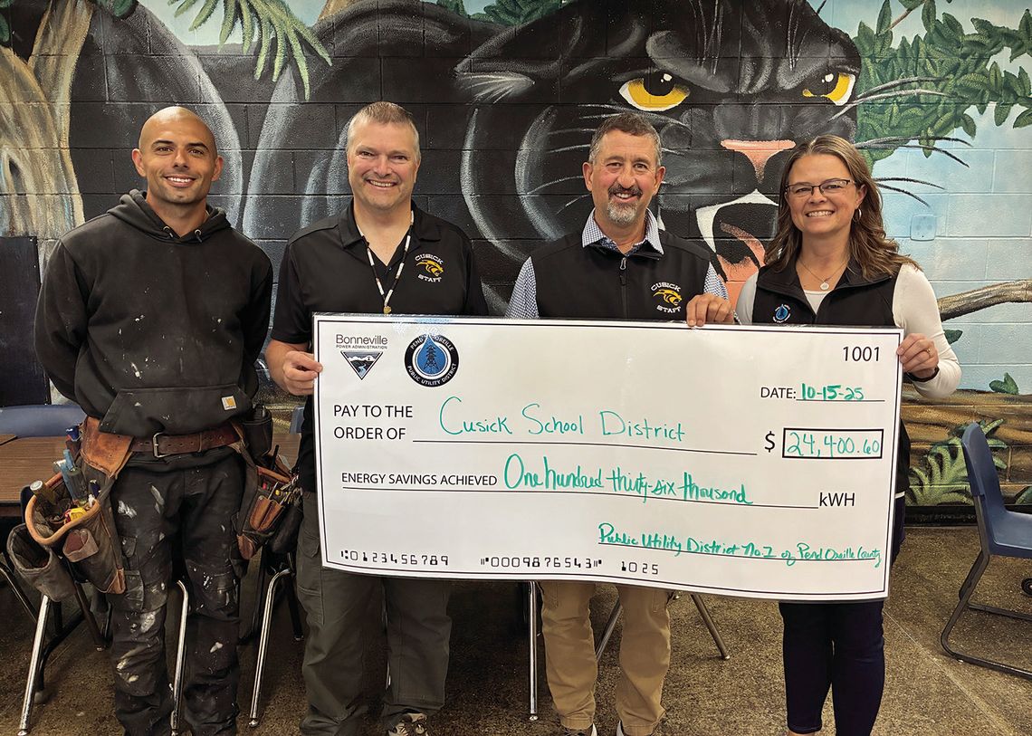 PUD presents Cusick schools with check PUD presents Cusick schools with check