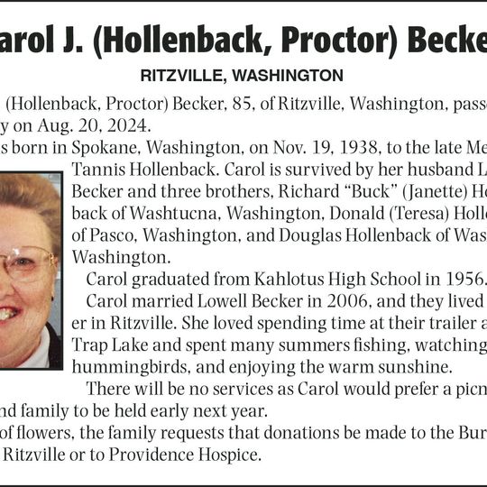 Carol I. (Hollenback, Proctor) Becker